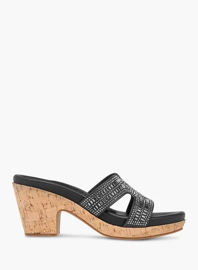 Le Confort Women's Stone Embellished Slip-On Sandals with Block Heels