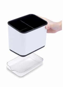KASTWAVE Sink Counter Caddy, Sponge Holder with Drain Tray for Kitchen Sink Sponge and Brush Holder, Plastic Dish Scrubber Organizer, Multifunctional Kitchen Tableware Drain Storage Box  - Image 2
