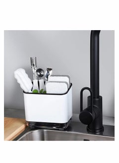 KASTWAVE Sink Counter Caddy, Sponge Holder with Drain Tray for Kitchen Sink Sponge and Brush Holder, Plastic Dish Scrubber Organizer, Multifunctional Kitchen Tableware Drain Storage Box  - Image 5