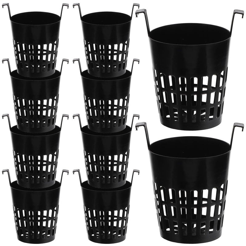 MAGICLULU 10 Pieces Hanging Planters With Hooks Black Plastic Breathable Nursery Pots Lightweight Plant Baskets Suitable For Indoor Outdoor Garden Orchids And Flowers - Image 2