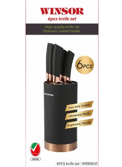 Winsor 6-Piece Titanium Coated Blades Non Stick Knife Set 