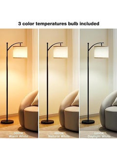 OASIS DESERT Floor lamp for Living Room, Long Floor Lamp with Beige Linen Lampshade, Adjustable 3 Color Temperatures LED Bulb Modern Standing Lamp Reading Light for Home and Office  - Image 4