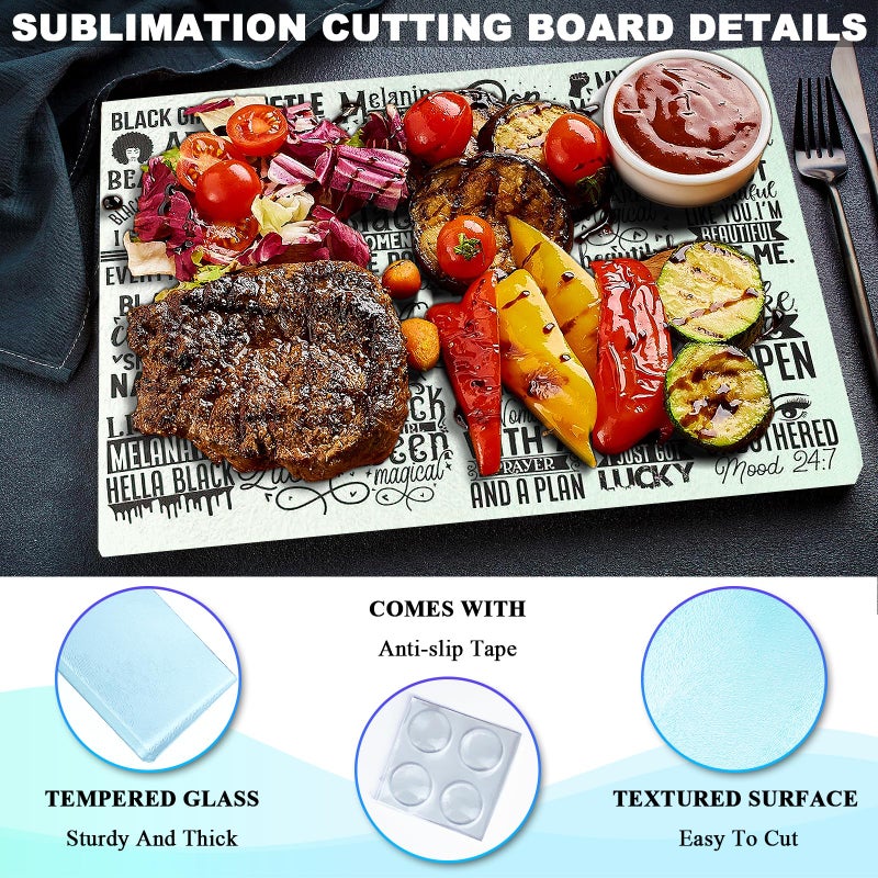 HYHOSHI 6Pack Sublimation Glass Cutting Board Blanks, Textured Tempered Glass Chopping Boards for Kitchen, Anti Slip Cutting Boards Heat Resistant Glass Plate Chopping Board for Kitchen DIY Heat Press Machine - Image 3
