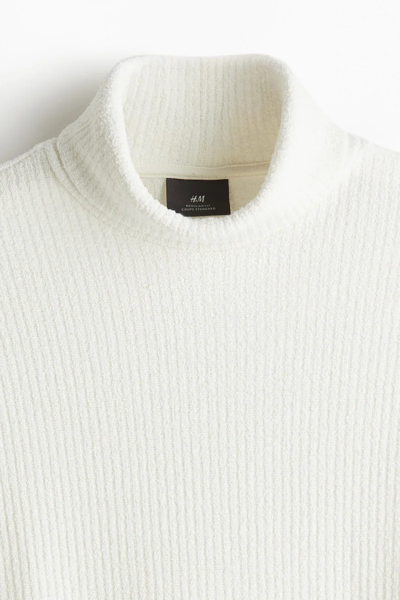 H&M Regular Fit Ribbed polo-neck jumper