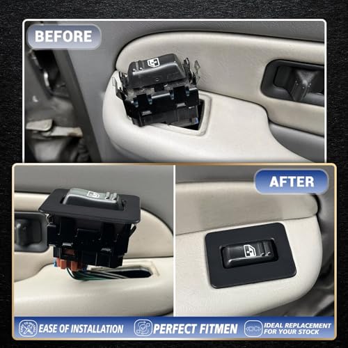 OICCTBF Rear Power Window Switch Trim Repair Fix,Driver Passenger Side Window Repair Button Cap Cover Replace for Escalade for Avalanche for Silverado for Tahoe for Sierra for Yukon 2000-2002(Black) - Image 2