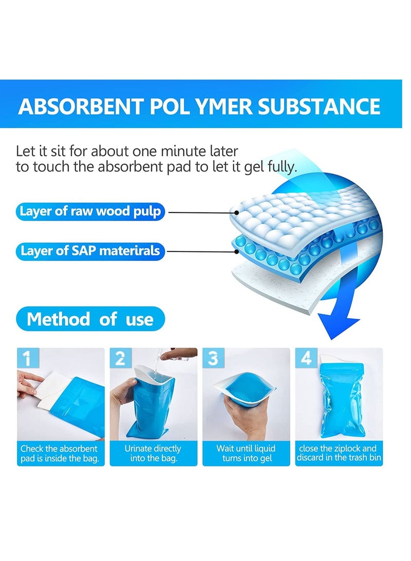 سيوسي Emergency Urinal Bag for Children and Kids 12 pack Disposable Urine Bags for Men and Women 600ml Portable Pee Bag for Travel Traffic jam Brief Relief (Blue)  - Image 3