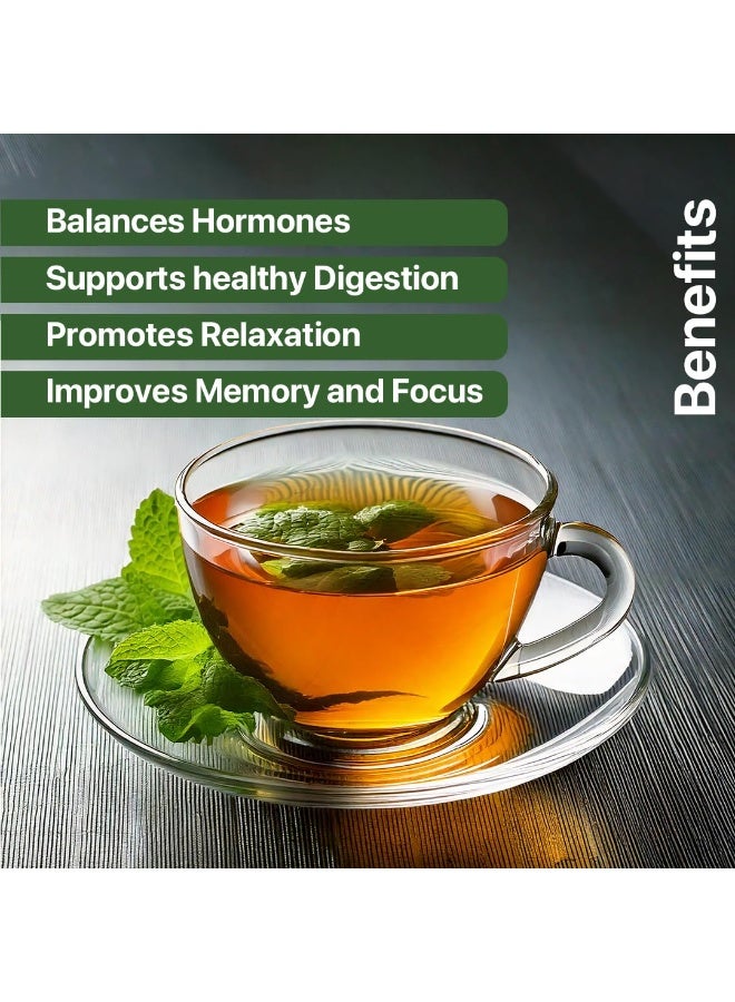 الشاي الأزرق شاي النعناع - 100 جرام - 100 كوب | تخفيف متلازمة تكيس المبايض | يوازن الهرمونات، يقلل من شعر الوجه وحب الشباب ويدعم الهضم | شاي أعشاب - أوراق مجففة سائبة - خالٍ من الكافيين | برطمان قابل لإعادة الاستخدام - Image 4