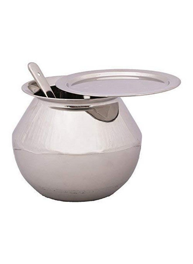 Subaa Stainless Steel Handi/Pongal Pot/Gundu/Cooker/Aandi (Silver) with lid and Spoon (4Ltr) - Image 3