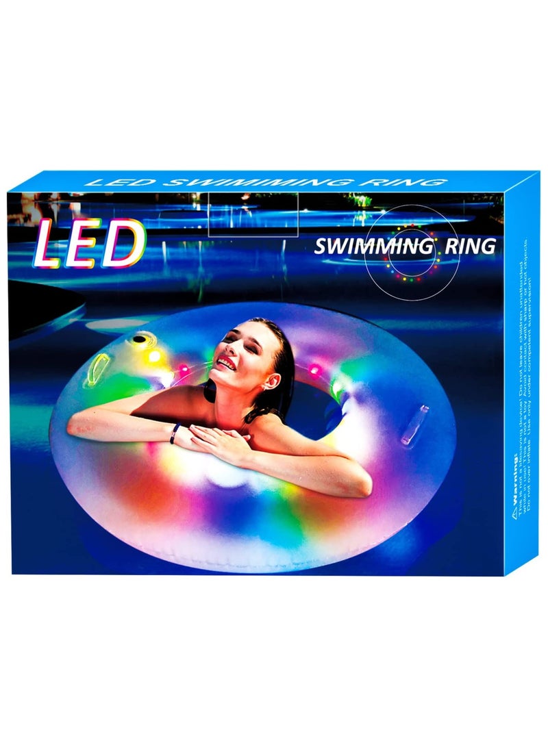 SYOSI SYOSI LED Inflatable Pool Float, Kids Pool Float Tube, LED Pool Swim Ring, Water Fun Large Blow Up Summer Beach Swimming Raft, for Kids - Image 2