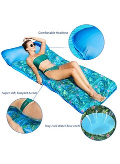 FindUWill Oversized Pool Floats- 72" X 37" Extra Large Fabric Covered Pool Float Raft For Adults, Inflatable Pool Floaties Lounger With Headrest Ultra-Comfort Cooling Floating Mat (Xl, Monstera Green)  - Image 4