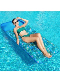 FindUWill Oversized Pool Floats- 72" X 37" Extra Large Fabric Covered Pool Float Raft For Adults, Inflatable Pool Floaties Lounger With Headrest Ultra-Comfort Cooling Floating Mat (Xl, Monstera Green)  - Image 1