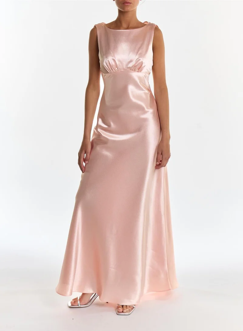 True Decadence  Natalie Peach Cowl-Back Maxi Dress for Women | Best Price UAE