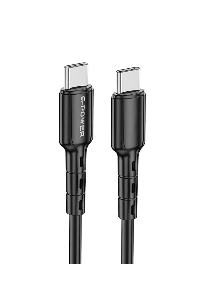 جي باور كابل شحن بيانات USB إلى Type C جديد من G-Power GP012 مع نقل فعال وتصميم ذكي لأجهزة متعددة بطول 1 متر وإخراج أقصى 60 واط - أسود - Image 1