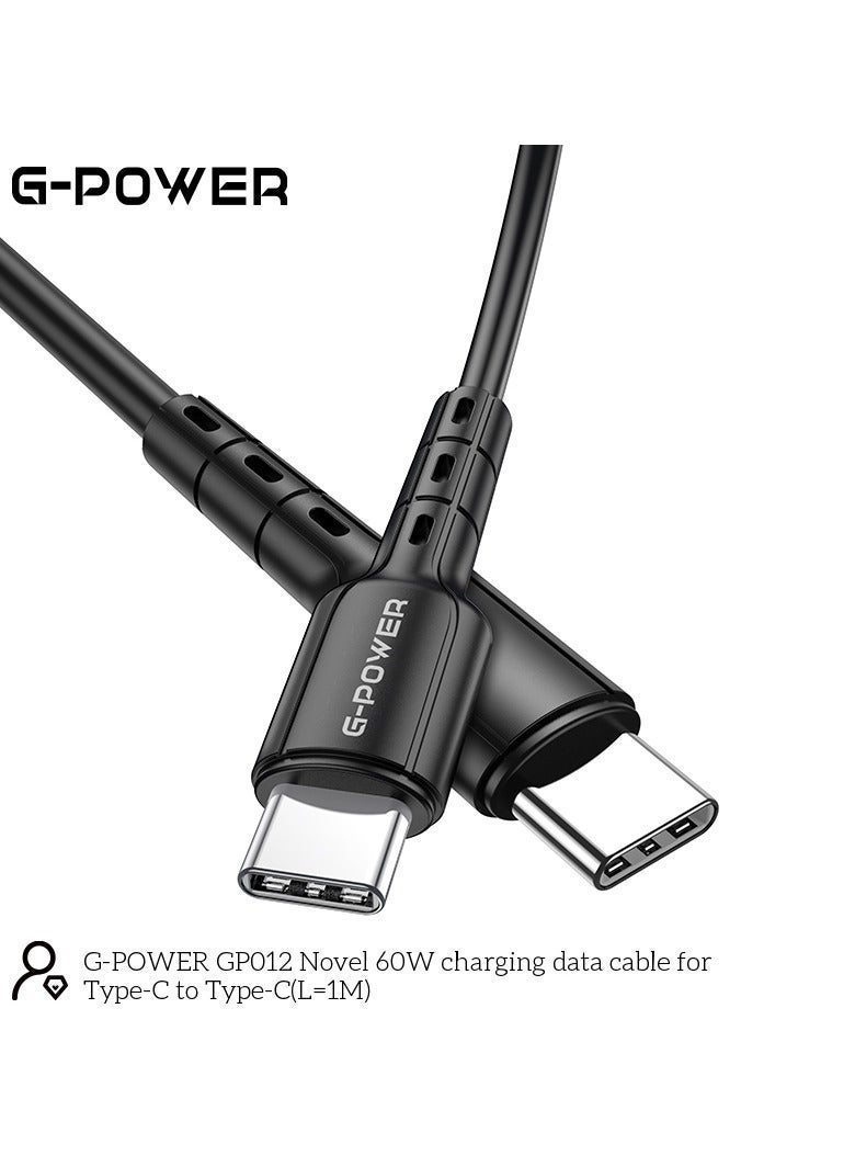 جي باور كابل شحن بيانات USB إلى Type C جديد من G-Power GP012 مع نقل فعال وتصميم ذكي لأجهزة متعددة بطول 1 متر وإخراج أقصى 60 واط - أسود - Image 3