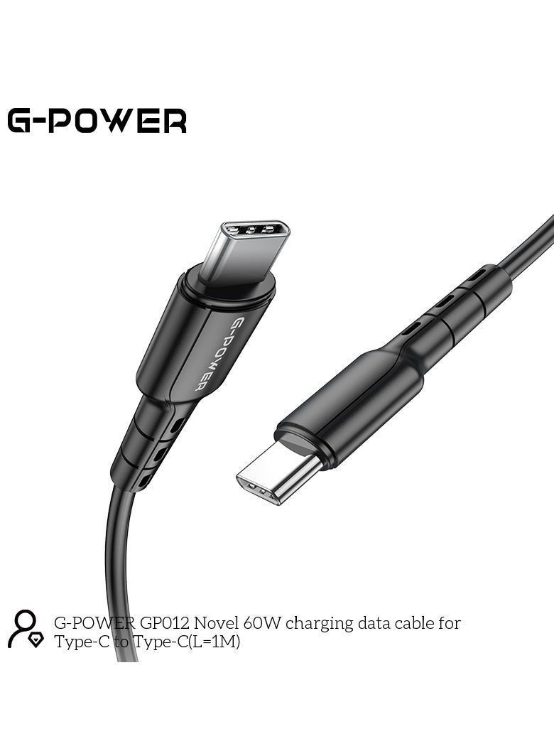 جي باور كابل شحن بيانات USB إلى Type C جديد من G-Power GP012 مع نقل فعال وتصميم ذكي لأجهزة متعددة بطول 1 متر وإخراج أقصى 60 واط - أسود - Image 5