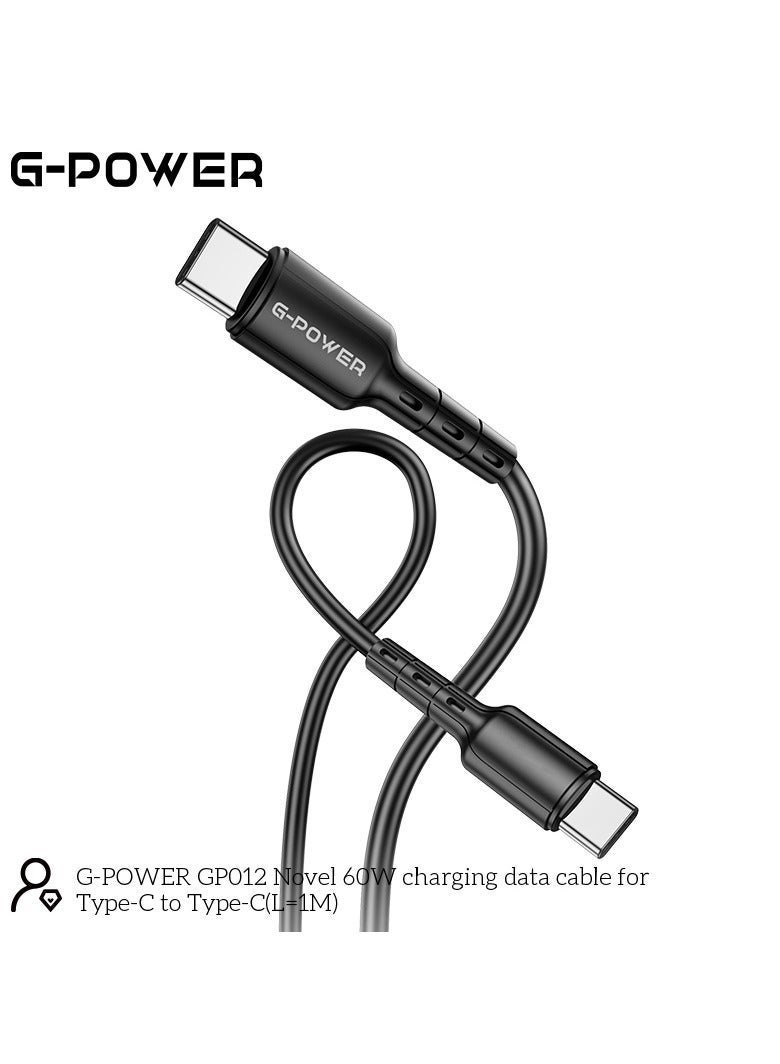 جي باور كابل شحن بيانات USB إلى Type C جديد من G-Power GP012 مع نقل فعال وتصميم ذكي لأجهزة متعددة بطول 1 متر وإخراج أقصى 60 واط - أسود - Image 4