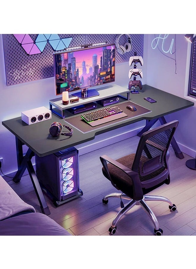 Raffine Multifunctional Modern 15mm Thick Wood Wide Tabletop Gaming Table Durable Metal K Legs Frame Rectangular PC Workstation Computer Desk Study Table Working Desk Home Office Desk Ideal for Students and Gamers 120x60x74 cm  - Image 2