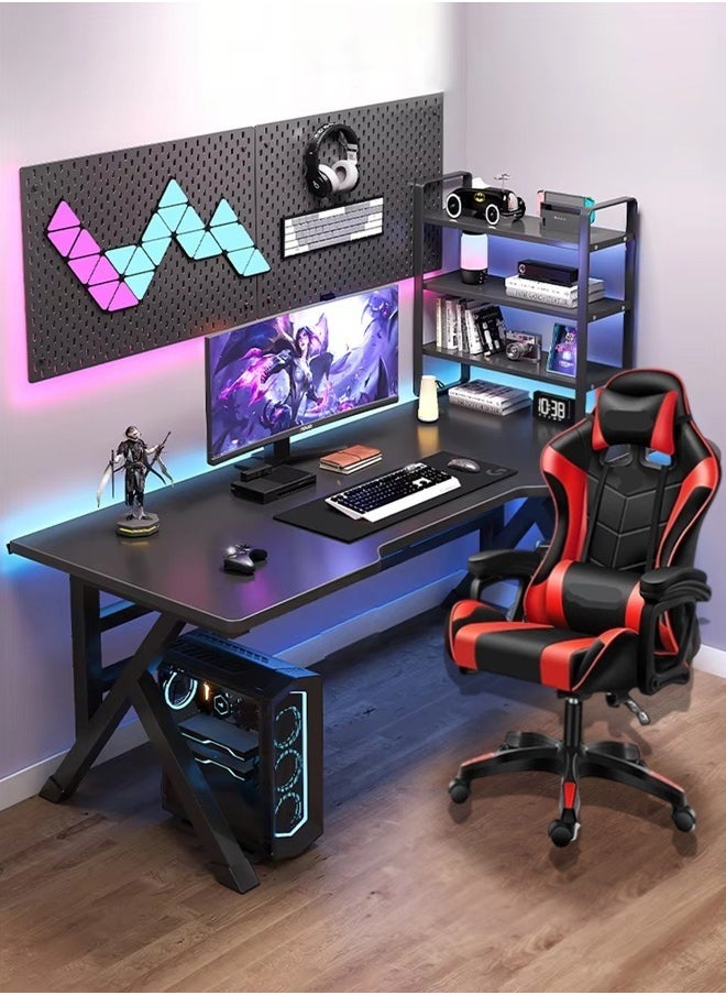 Raffine Multifunctional Modern 15mm Thick Wood Wide Tabletop Gaming Table Durable Metal K Legs Frame Rectangular PC Workstation Computer Desk Study Table Working Desk Home Office Desk Ideal for Students and Gamers 120x60x74 cm  - Image 4