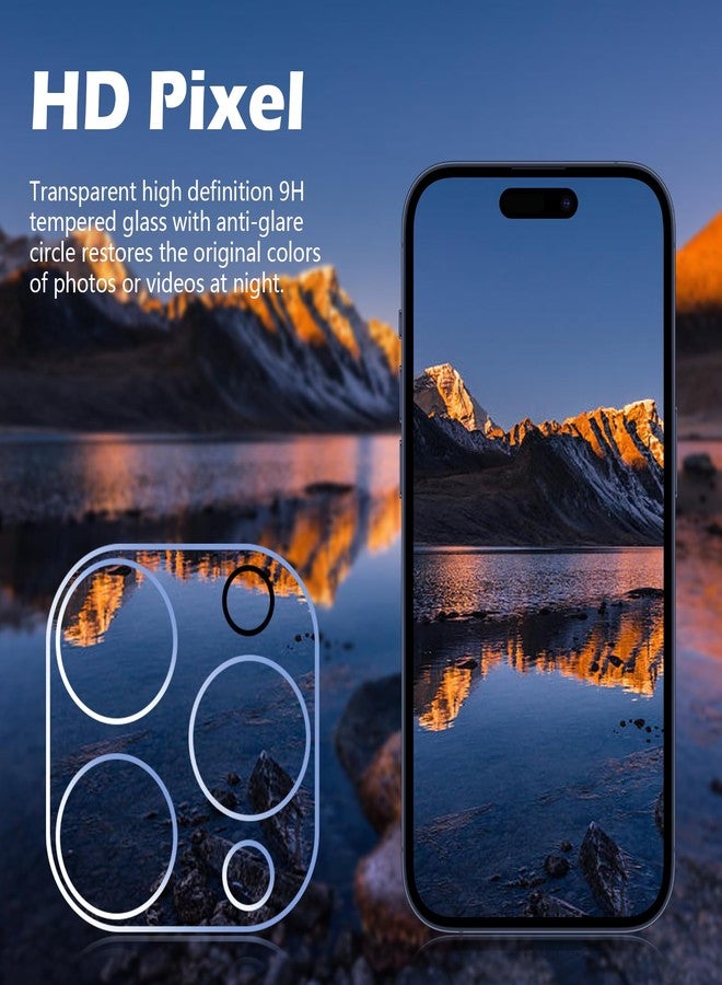 imluckies [3 Pack Camera Lens Protector for iPhone 15 Pro/iPhone 15 Pro Max Tempered Glass, 9H Hardness Anti-Scratch & HD Clear Not Affect Night Shots, Case Friendly, Easy to Install - Image 3