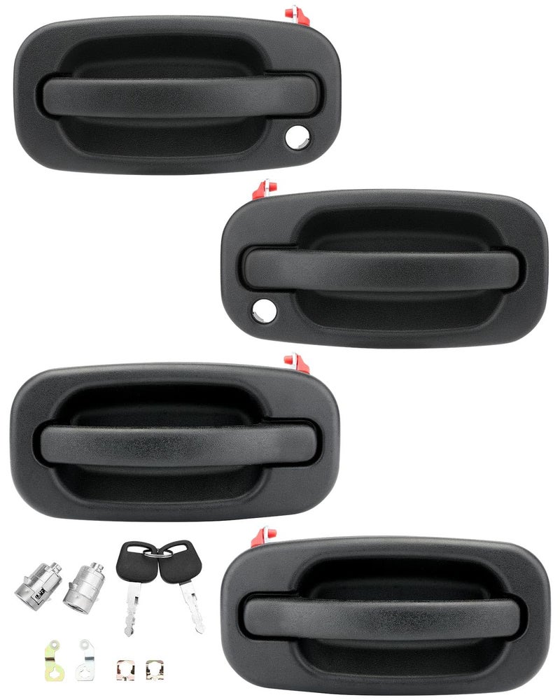 Gledewen Upgraded Metal Door Handle Set w Lock Cylinders Keys for 19992007 Chevy Silverado Suburban Tahoe Avalanche GMC Sierra Yukon Cadillac Escalade Exterior FL FR RL RR OE 1503498515034986 - Image 2