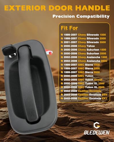 Gledewen Upgraded Metal Door Handle Set w Lock Cylinders Keys for 19992007 Chevy Silverado Suburban Tahoe Avalanche GMC Sierra Yukon Cadillac Escalade Exterior FL FR RL RR OE 1503498515034986 - Image 3