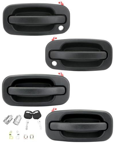 Gledewen Upgraded Metal Door Handle Set w Lock Cylinders Keys for 19992007 Chevy Silverado Suburban Tahoe Avalanche GMC Sierra Yukon Cadillac Escalade Exterior FL FR RL RR OE 1503498515034986 - Image 1