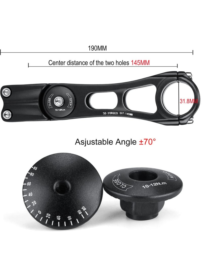 Excefore Bike Stem Riser for Handlebar, 90mm 110mm 145mm Adjustable MTB Stem 70 Degree, Suitabel for Bicycle, MTB, Road Bike, Cycling  - Image 4