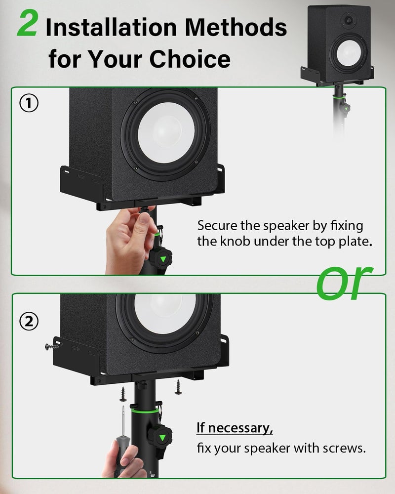 Vondynote Set of 2 Dual Side Clamping Studio Monitor Stands Short Desktop Clamp Speaker Stands Height Adjustable Extendable Top Plate Mounted by Screws - Image 5