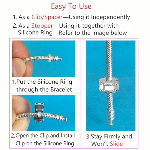 Lamoony Charm Sterling Silver Clip Charm Stopper Spacer for Pandora Bracelet (Silver) - Image 3