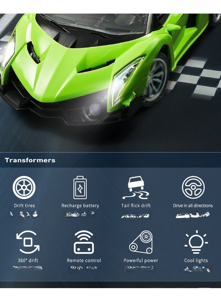 Premium Convertible Rechargeable RC Racing Toy Car (Green) RC Drift Car  - Image 5