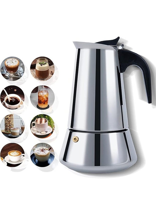 FUNCOT Large Size Moka Pot Coffee Maker, Stainless Steel Coffee Maker,450ml Moka Pot Espresso Coffee Maker Stove for Home Office Use, 9 Cup Espresso Coffee Maker Moka Pot  - Image 2