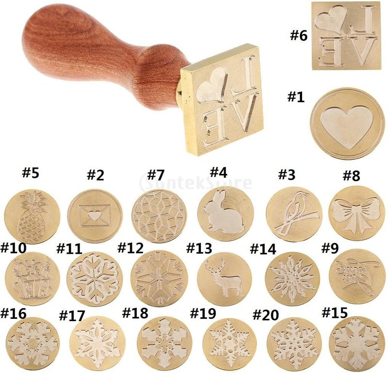 كلاراكو ختم شمعي مزخرف لعيد الميلاد الأول، ختم معدني بمقبض خشبي رقم 1 على شكل قلب، 90×30 مم - Image 4