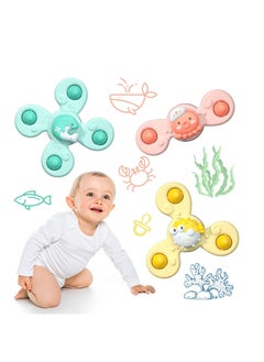 MIXDE Cartoon Animal Rotating Cup Toys,Baby Bath Rotating Suction Cup Toys, 3-piece Suction Cup Dining Chair Crafts Children's Toys, Suitable for Age 18 Months or Older Baby Relaxation Toys  - Image 1