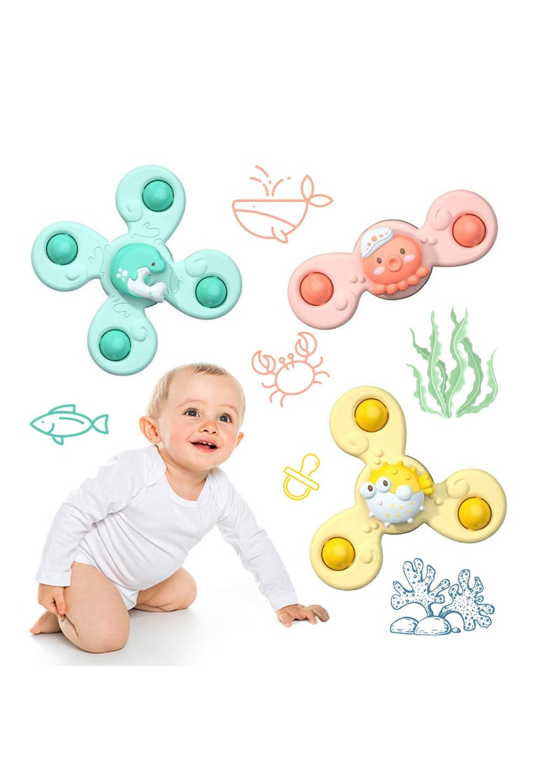 MIXDE - Cartoon Animal Rotating Cup Toys,Baby Bath Rotating Suction Cup Toys, 3-piece Suction Cup Dining Chair Crafts Children's Toys, Suitable for Age 18 Months or Older Baby Relaxation Toys - Image 1