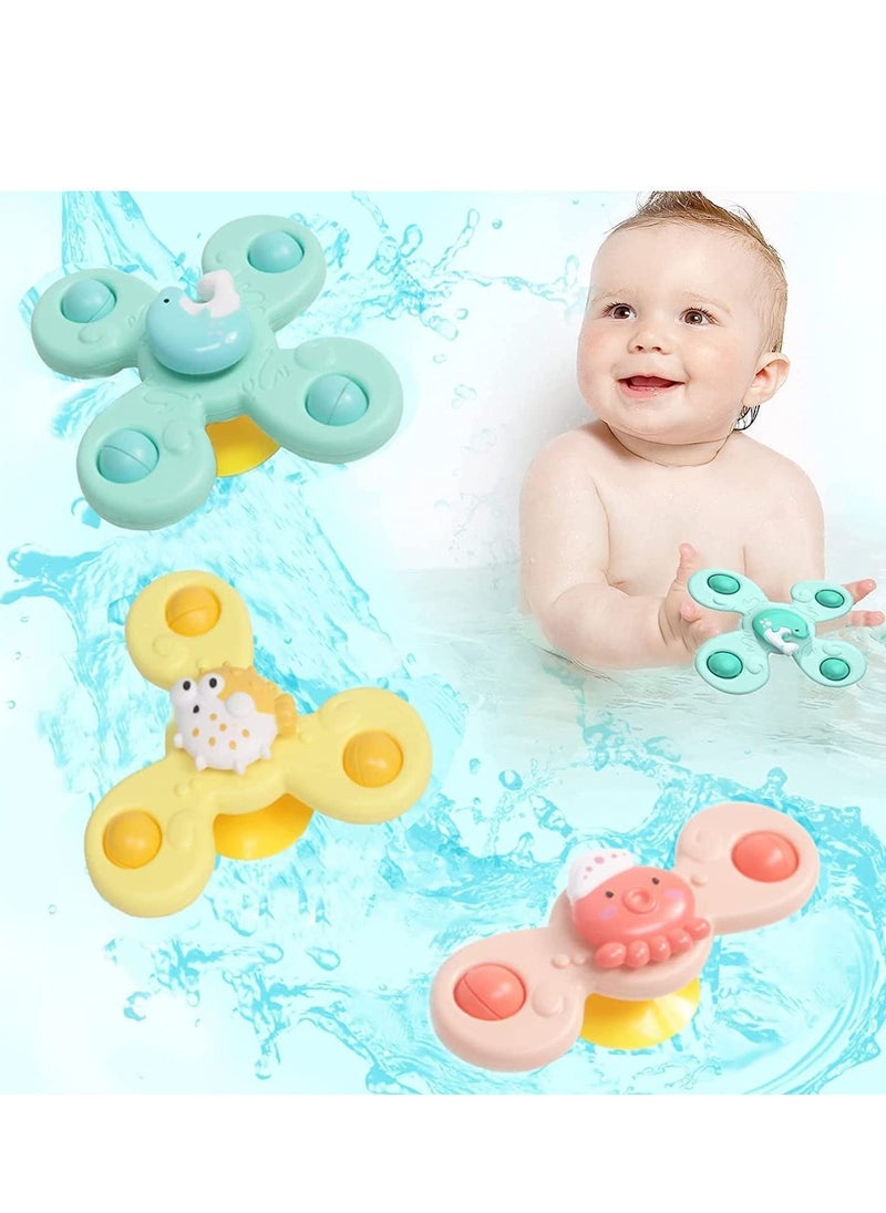 MIXDE - Cartoon Animal Rotating Cup Toys,Baby Bath Rotating Suction Cup Toys, 3-piece Suction Cup Dining Chair Crafts Children's Toys, Suitable for Age 18 Months or Older Baby Relaxation Toys - Image 1
