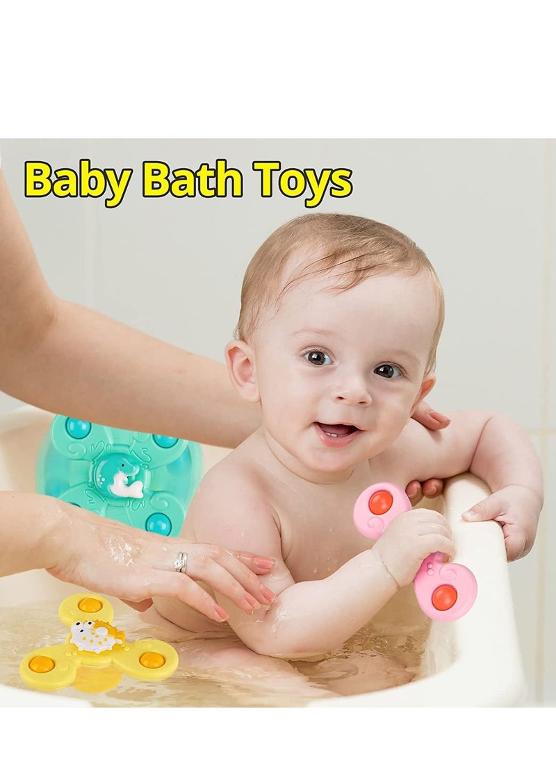 MIXDE - Cartoon Animal Rotating Cup Toys,Baby Bath Rotating Suction Cup Toys, 3-piece Suction Cup Dining Chair Crafts Children's Toys, Suitable for Age 18 Months or Older Baby Relaxation Toys - Image 1