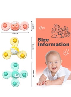 MIXDE Cartoon Animal Rotating Cup Toys,Baby Bath Rotating Suction Cup Toys, 3-piece Suction Cup Dining Chair Crafts Children's Toys, Suitable for Age 18 Months or Older Baby Relaxation Toys  - Image 4