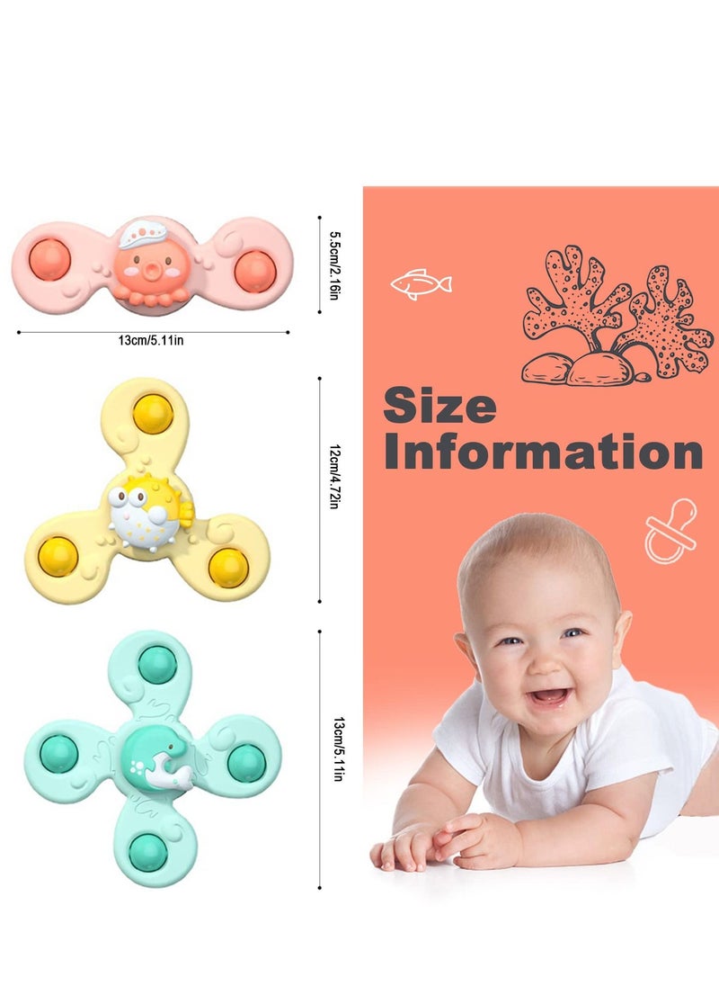MIXDE - Cartoon Animal Rotating Cup Toys,Baby Bath Rotating Suction Cup Toys, 3-piece Suction Cup Dining Chair Crafts Children's Toys, Suitable for Age 18 Months or Older Baby Relaxation Toys - Image 1