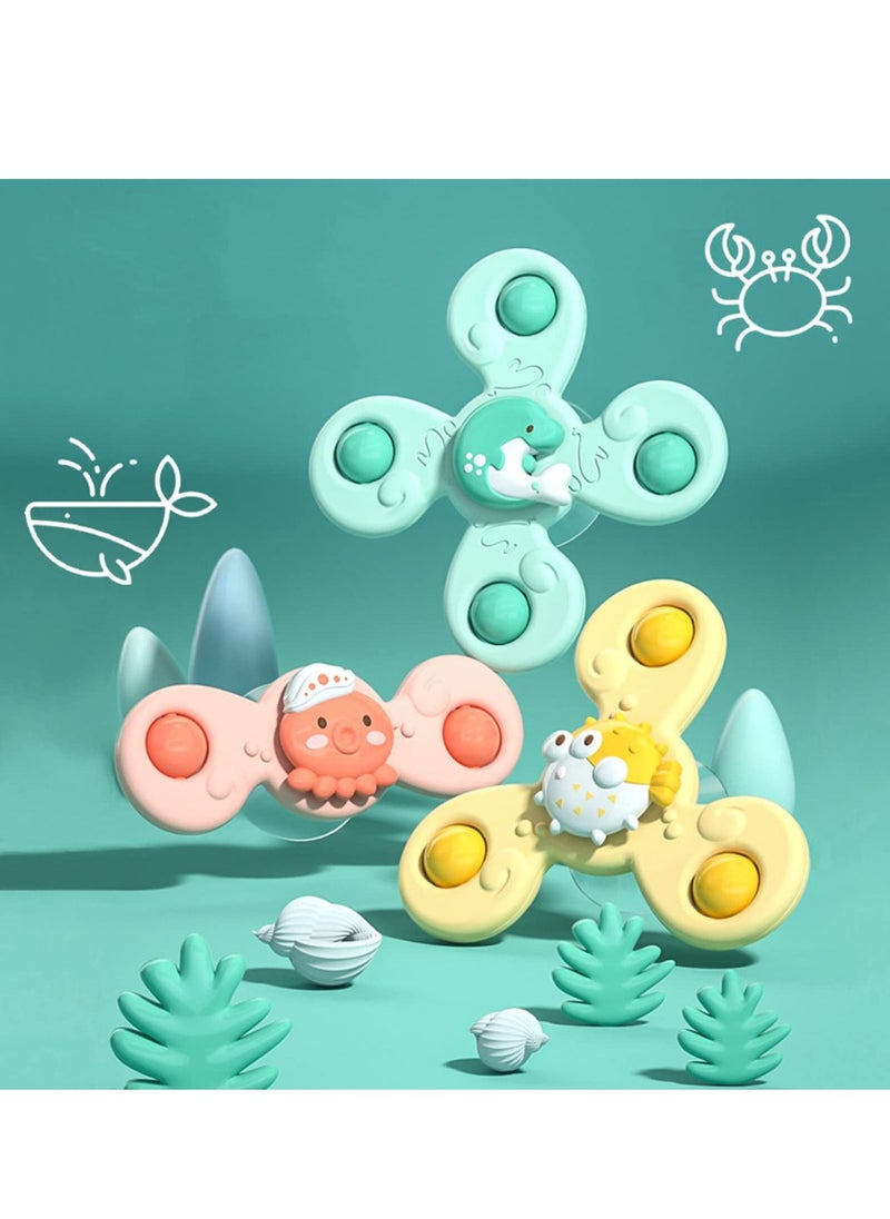 MIXDE - Cartoon Animal Rotating Cup Toys,Baby Bath Rotating Suction Cup Toys, 3-piece Suction Cup Dining Chair Crafts Children's Toys, Suitable for Age 18 Months or Older Baby Relaxation Toys - Image 1