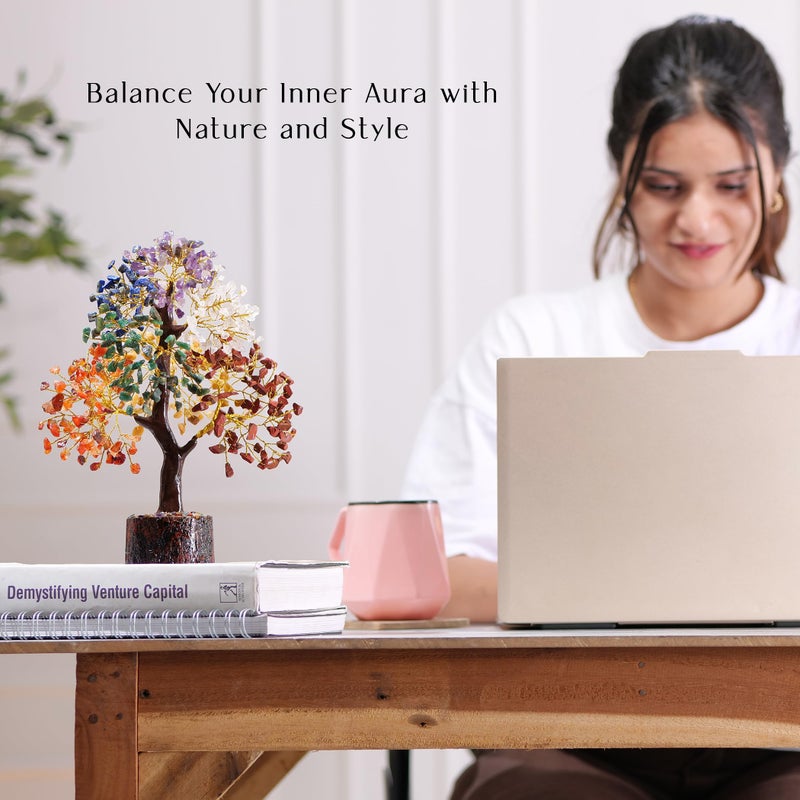 ABHISUBYA شجرة الحياة من سبعة شكرات - شجرة الكريستال للطاقة الإيجابية - شجرة الفينغ شوي - شجرة صناعية - ديكور كريستالي - شجرة المال - شجرة شكرات يدوية الصنع - شجرة حجرية - كريستالات شفاء - هدايا روحية - Image 5
