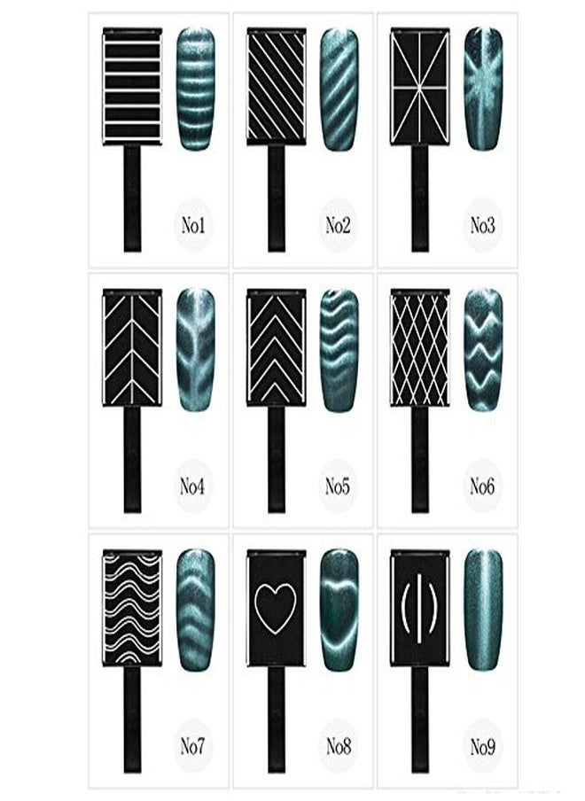 Salmue - 9 /Set Magnetic Nail Gel 3D Cat Eye Magnetic Led Polish Soak Off  Gel Magnet Stick Manicure Nail Art Tools - Image 1