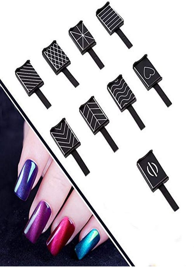 Salmue - 9 /Set Magnetic Nail Gel 3D Cat Eye Magnetic Led Polish Soak Off  Gel Magnet Stick Manicure Nail Art Tools - Image 1