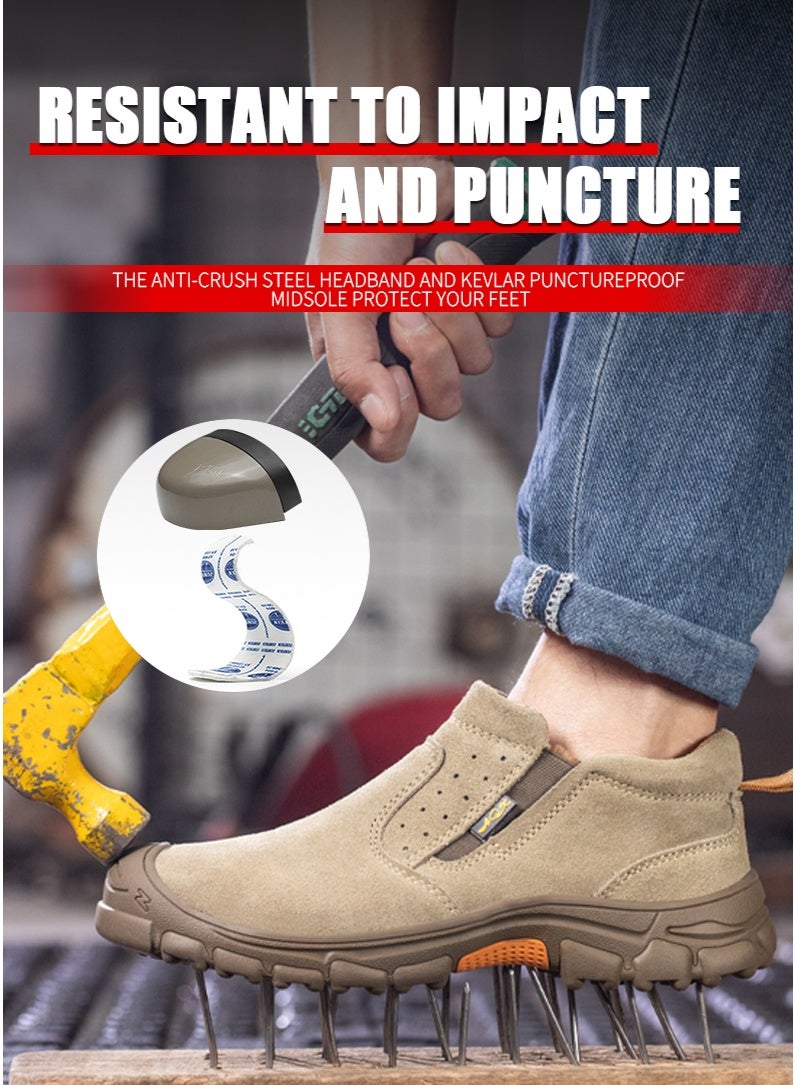 Steel Toe Shoes for Men Lightweight Safety Shoes Comfortable Puncture Proof Slip On Indestructible Work Shoes and Fashion Sneakers. - Image 4