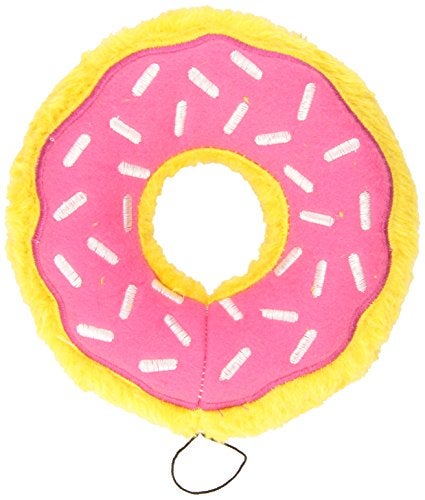 ZippyPaws Donutz No Stuffing Dog Toys to Keep Them Busy for Small and Medium Dogs Squeaky Pet Toy for Boredom Unstuffed Chew Toy Soft Plush Puppy Products Funny Food Toy Strawberry Donut - Image 1
