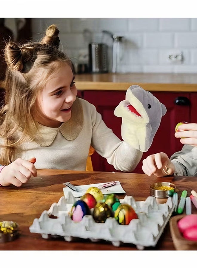 Happy D Cute Plush Shark Hand Puppet Shark Puppets Toys, Kids Hand Puppets Plush Shark Toys Soft Shark Gloves Figure - Image 2