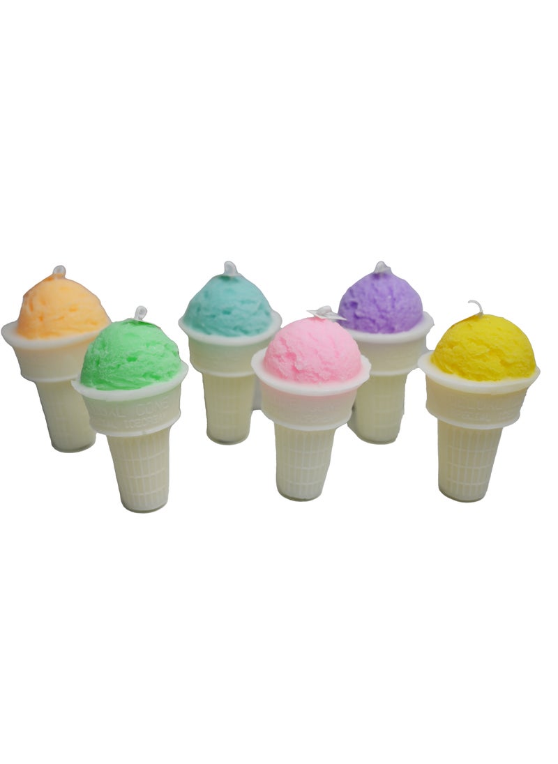 Innovity Ice Cream Shaped Soy Candle Set - 6 Vibrant Colors and Scents, Premium Soy Wax, Perfect Decor Accent, Ideal Gift for Creating a Relaxing Atmosphere in Any Room 