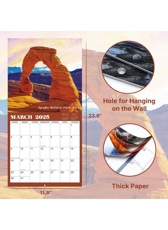 Artfan - 2025 Calendar - 12 Monthly Calendar 2025, Jan- Dec 2025 Wall Calendar, 12" X 24" (Open), 2025 Calendar Unruled Blocks + Thick Glossy Paper, National Parks Wall Calendar - Image 1