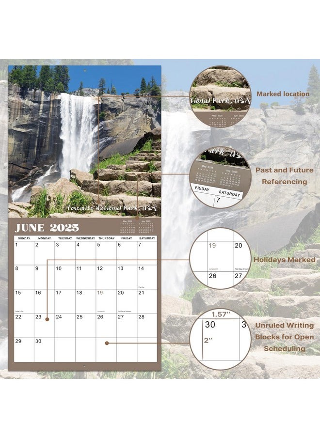 Artfan - 2025 Calendar - 12 Monthly Calendar 2025, Jan- Dec 2025 Wall Calendar, 12" X 24" (Open), 2025 Calendar Unruled Blocks + Thick Glossy Paper, National Parks Wall Calendar - Image 1