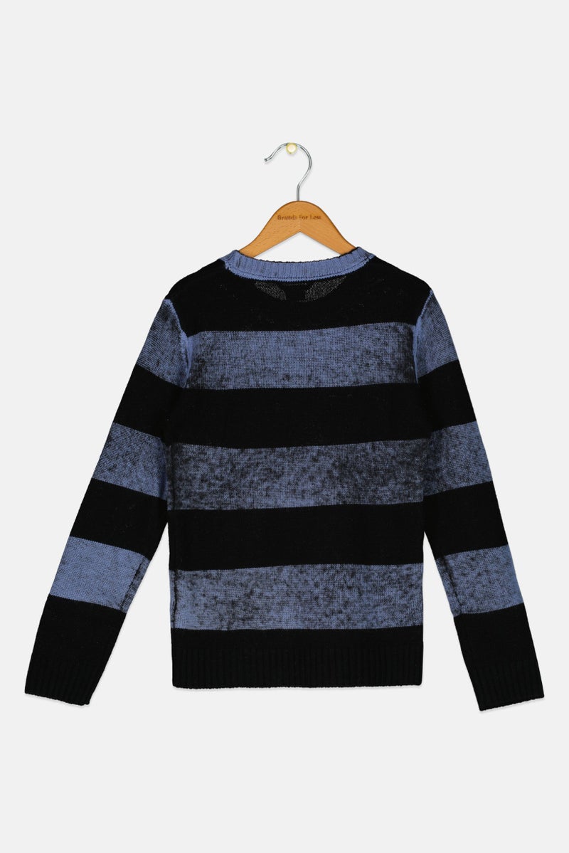 GUESS سويت شيرت محبوك للأطفال الأولاد، مجموعة سوداء - Image 2