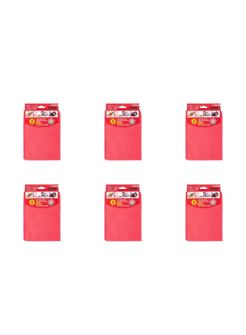 LIAO Microfiber Cleaning Cloth Pack of 6 | Each Pack Includes 2 Cloths (12 Cloths Total) | 30x40cm Soft & Reusable Microfiber Cloths for Dusting, Wiping, Polishing & Household Cleaning - Image 4